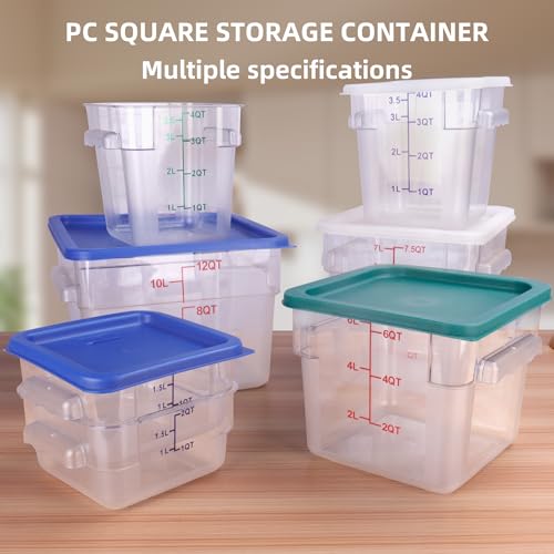 2 Pack RED Square Food Storage Container With Lid,Commercial Storage Box With Scale & Handle,Cake Making,Dough Marinating Meat,Kitchen Supplies (4 Quart) - size: 4 Quart-RED LID & MEASURING LINE
