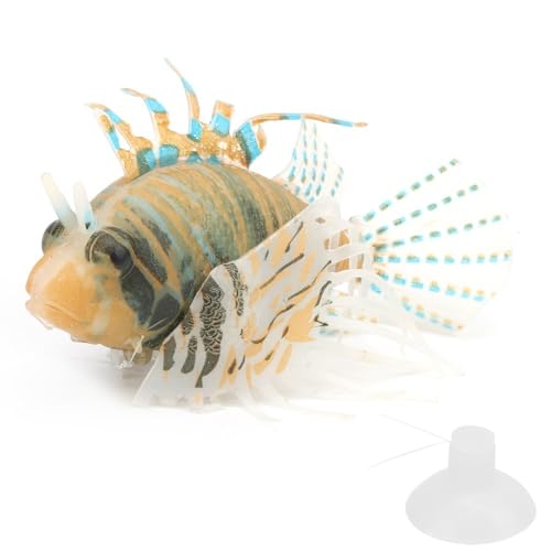 Silicone Simulation Fish Aquarium Sculpture Glowing Lifelike Fish Decoration Fluorescent Suction Cup Ornament for Tank(Black Orange) - style: Black Orange