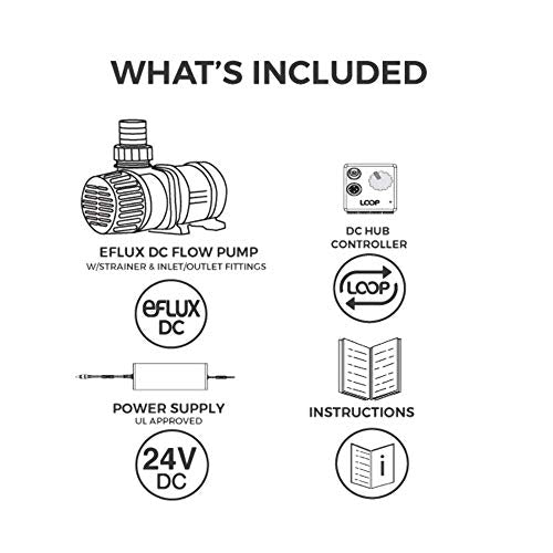 CURRENT USA eFlux DC Flow Pump with Control 3170 GPH | Loop Controllable Aquarium DC Return 635-3170 GPH | Quiet, Submersible or External | Fish Tank, Sump, Pond, Freshwater and Saltwater Marine Use - size: 3170 GPH