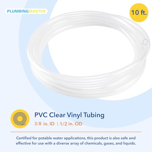 10ft 3/8''ID×1/2''OD Clear Vinyl Tubing Flexible and Hybrid PVC Tubing, Lightweight soft hose, drinkable pipe - size: 3/8 1/2 10ft