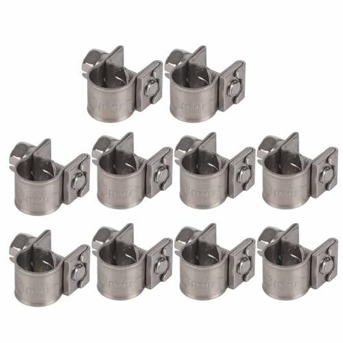 10pcs Stainless Steel Hose Clamps – Adjustable 6-20mm Fuel Line Pipe Clips for Air, Water, Silicone & Fuel Hoses (6-8Mm) - size: 6-8Mm
