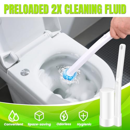 Disposable Toilet Brush, Toilet Wand Refills, Extended Handle with 12 Cleaner Refills Toilet Brush for Toilet Bowl Cleaners, Bathroom Cleaning - size: 1 Brush+12 Refills