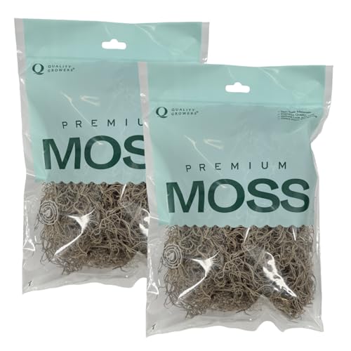 Preserved Spanish Moss - Premium Decorative Moss for Crafts, Home Décor, Art, Design & DIY Projects - Real Moss - Non-Toxic, USA-Made (Natural, Small, 2-Pack) - color: Natural, size: 2-Pack, Small