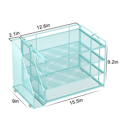Spacrea Desk Organizers and Accessories, Paper Organizer for Desk with File organizer, Desk Accessories & Workspace Organizers for Office Supplies (Blue) - color: Blue