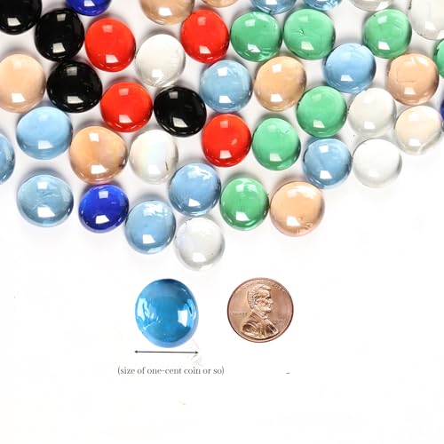 0.5LB Flat Glass Pebbles for Vase, Glass Gem Stones for Aquarium, Decorative Glass Rocks for Vase Filler Fish Tank Planter Crafts Birdbath and Valentines Day Decor - color: Mixed Color, size: 0.5LB