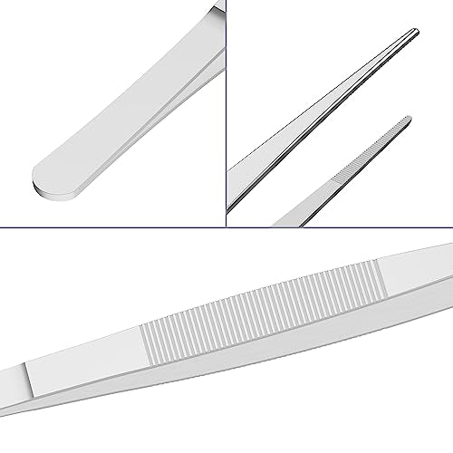 8 Inch Stainless Steel Tweezers, Straight pointed Serrated Tips, Perfectly Aligned, 3/64 Inch Thickness Stainless Steel, Multipurpose Daily Garden Home Lab Craft Repairing Tool - size: 8"L(3/64"T)
