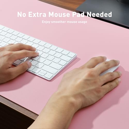Aothia Leather Desk Pad Protector, Mouse Pad, Office Desk Mat, Non-Slip PU Leather Desk Blotter, Laptop Desk Pad, Waterproof Desk Writing Pad for Office and Home (23.6" x 13.7", Fairy Pink) - color: Fairy Pink, size: 23.6" x 13.7"