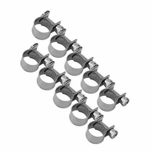 10pcs Stainless Steel Hose Clamps – Adjustable 6-20mm Fuel Line Pipe Clips for Air, Water, Silicone & Fuel Hoses (11-13Mm) - size: 11-13Mm