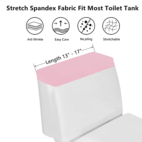 Toilet Tank Lid Cover, Bathroom Stretch Washable Spandex Toilet Tank Protector Cover with Elastic Bottom, Pink - color: Pink