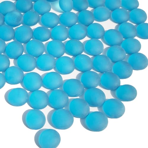 QYGL Sea Glass Gems - 0.9 Lb Blue Frosted Flat Glass Marbles, Flat Gems Decorative Stones for Vase Fillers, Aquarium Rocks, Floral Supplies, Table Scatter, Craft Mosaics, and DIY Ornaments - color: Aquamarine