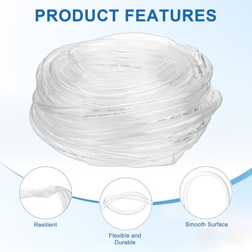 M METERXITY Vinyl Tubing 12mm ID x 14mm OD 100ft Flexible Plastic Tube with 2 Hose Ties, Lightweight Hybrid PVC Hose for Water Gardening/Airline/Aquarium Tubing [Clear] - size: 12mm ID x 100ft