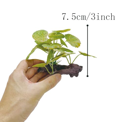 Aquarium Plant Fish Tank Decoration Small Plastic Artificial Plant Goldfish Fish Hide (Rainforest Leafs-Pink-Height-Set) (Green/Yellow-2pcs-Set) - color: Green/Yellow-2pcs-set