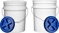 House Naturals Food Grade 5 Gallon Made in USA Plastic Bucket with Air Tight Screw on Lid (White Buckets with Blue Lids) - color: White Buckets With Blue Lids