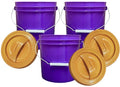 House Naturals 2 Gallon Purple Food Grade BPA Free Made in USA Bucket with Screw On Lid - Pack of 3 (Orange lids) - color: Orange Lids