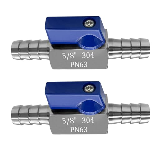 2PCS Stainless Steel 5/8" Mini Ball Valve Shut Off Valve 5/8" Hose Barb - size: 5/8" Hose Barb, style: Pack of 2
