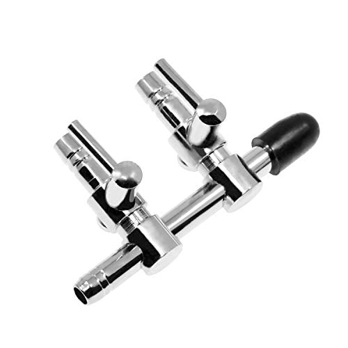 2-Way Aquarium Air Flow Control Lever Valve Distributor Accessories Set with Check Valve, T & Straight Connector and Suction Cups