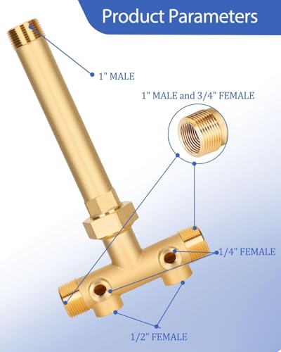 1"x 11"Well Pressure Tank Tee Kit with 40-60Psi Pressure Switch, Ball Valve, Pressure Gauge, Relief Valve, Drain Valve, Check Valve, Male Adapter, Well Tank Tee Kit for Tank with Diameters Up to 16"