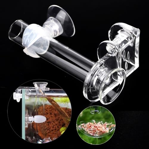 Aquarium Feeding Tube 88mm with Fixing Bracket Leak-Proof Design with Suction Cup Clamps Glass Fish Feeder for Aquariums