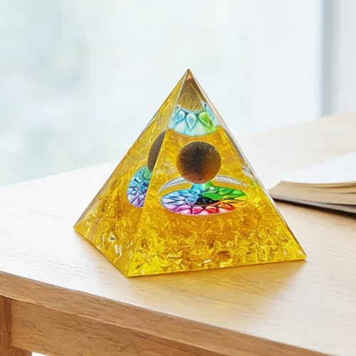 2inches Pyramid Decor Natural Crystal Energy Generator Pyramid Chakra Energy Crystal Pyramid Yoga Meditation Tool for Home Decoration Fengshui Ornaments Gift(2 inches Pyramid - Golden Crystal) - color: 2 Inches Pyramid - Golden Crystal