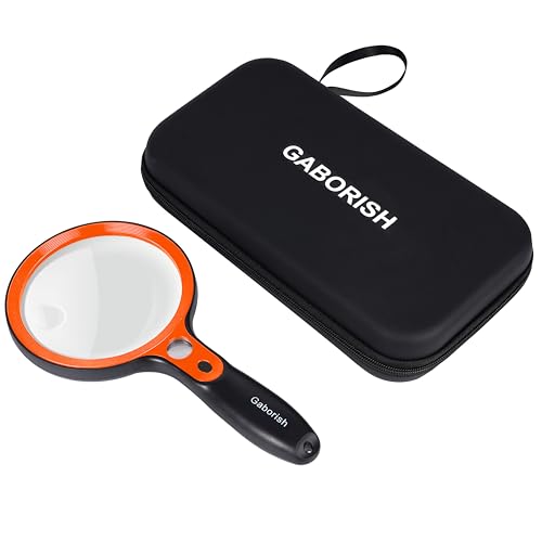 Large Magnifying Glass with 36 LED Light and Case, 10X 20X 45X Handheld Illuminated Lighted Magnifier with 1 UV Light for Seniors Reading, Inspection, Coins, Exploring Close Work - style: Magnifier with 36 LED Light and Case