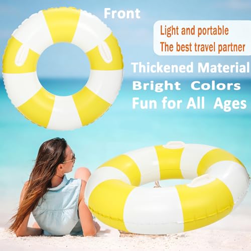 2 PCS Inflatable Pool Floats for Swimming Pool Party Lake Beach Adults - Floaties Pool Tubes Swim Rings Tubes Floaties for Beach Pool Party Decorations - color: Yellow, size: 33"