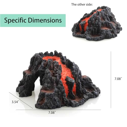 Aquarium Decorations Cave Fish Tank Accessories Volcano Decor (Large)