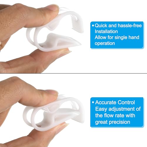PATIKIL Plastic Tube Tubing Clamps, 2Pcs 1/2" - 3/4" Tube OD Adjustable Precise Flow Control Hose Clamp Clip for Laboratory Pinch Valve, White