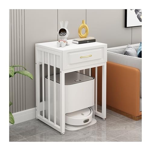 Living Room Sweeper Shelf Organizer Storage Cabinet Movable Fish Tank Rack with Wheels(White Shelf+White) - color: White Shelf+white