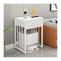Living Room Sweeper Shelf Organizer Storage Cabinet Movable Fish Tank Rack with Wheels(White Shelf+White) - color: White Shelf+white