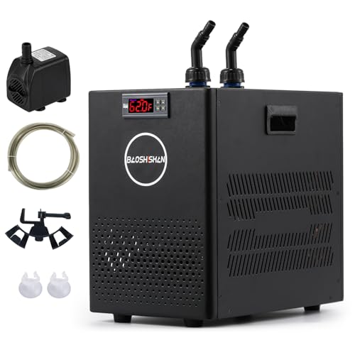 BAOSHISHAN 1/13 HP Aquarium Chiller 26 Gallon 100L Water Cooling System | Upgrade Durable Pump and Tubing, Quiet Compressor Refrigeration, Precise Cooling for Axolotl Fish and Reef Tanks - size: 100L