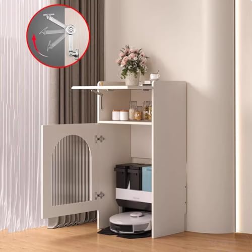 Sweeper Robot Storage Cabinet Living Room Sweeper Shelf Sweeping Machine Storage Cabinet Fish Tank Cabinet Sofa Side Table Storage Cabinet Sweeper Organizer(Gris)