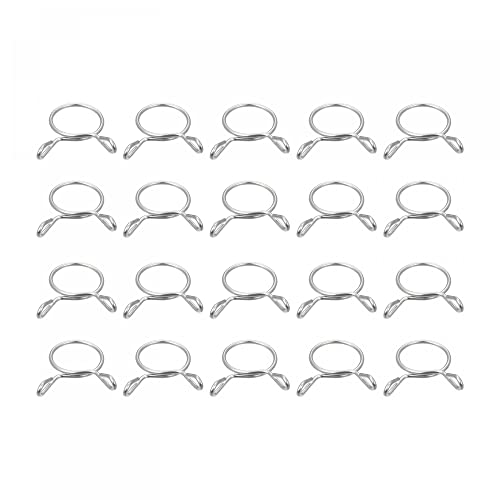 uxcell Fuel Line Hose Clips, 20pcs 17mm ID Fit 18.5-19mm OD Hose 304 Stainless Steel Water Pipe Air Tubing Spring Hose Clamps for Motorcycle Scooter - size: 17mm