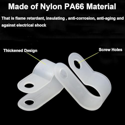 50 Pcs 1 Inch R-Type Nylon Cable Clamp，White 1" Plastic Wire Clips Fasteners Assortment for Wire Management - size: 1 INCH 50PCS R-Type