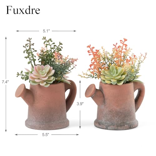 2-Pack Artificial Succulent Plants in Vintage Pots - Waterproof Fake Plants for Home Office Desk Decor - Low Maintenance Indoor Greenery for Bathroom Shelf Table - color: Succulent-c-2pcs