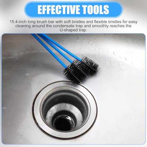 3 Pcs AC Drain Line Cleaner, Pipe Cleaners Condensate Pump Brush HVAC Condensate Drain Trap Clog Remover Filter Trap Flexible Long Pipe Unclog for Kitchen Sink Toilet Sewer Drains