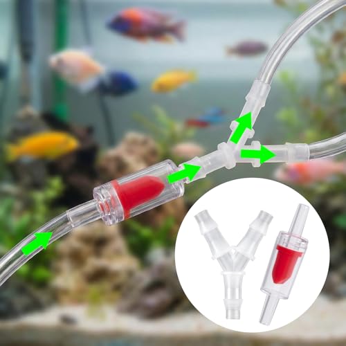 8 Pcs Aquarium Air Pump Connectors with Aquarium Check Valve,Y Shape 3 Way Airline Tubing Connector, Plastic Barb Equal Y Tee for 3/16 in Hose, Anti Shedding Fish Tank Tube Adapters Splitter