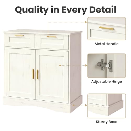 29 Gallon Fish Tank Stand with Storage Cabinet, Aquarium Stand 29 Gallon, with 2 Drawers for Fish Tank Accessories Storage, 30.71x 15.75'' Fish Stand Tabletop (Vintage White, PTBX01WH) - color: Vintage White, size: 20-29 Gallon