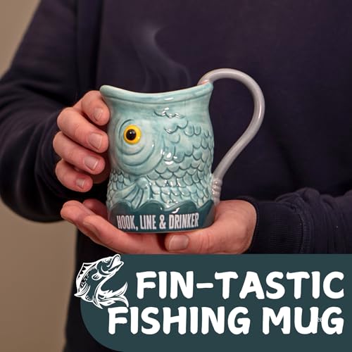 Boxer Gifts Gag Fishing Coffee Mug - Hook Line & Drinker - Funny Fish Gifts For Men - Unique Present For Bass Fisherman