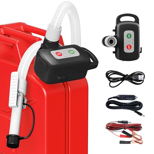Rechargeable Fuel Transfer Pump with Auto Stop Sensor, Fast 3.2 GPM Flow Gas Can Pump Portable Fuel Pump, Lithium-Ion Battery Gas Transfer Pump for Gasoline, Oil, Diesel, Gifts for Men Fathers Day