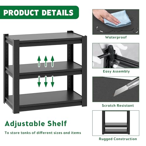 Heavy Duty 40-50 Gallon Fish Tank Stand with Adjustable 3-Tier Shelf - Durable Steel Aquarium Rack for Home Office - Perfect for Storing Fish Accessories & Decor (Black) - color: Black