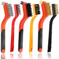 6pcs Wire Brushes for Cleaning Rust, Upgrade Wire Brush Set - Brass/Stainless Steel/Nylon Bristles, Small Metal Wire Brush with Curved Handle Grip, Wire Brushes for Paint and Stain, 7 Inches - style: 6pcs