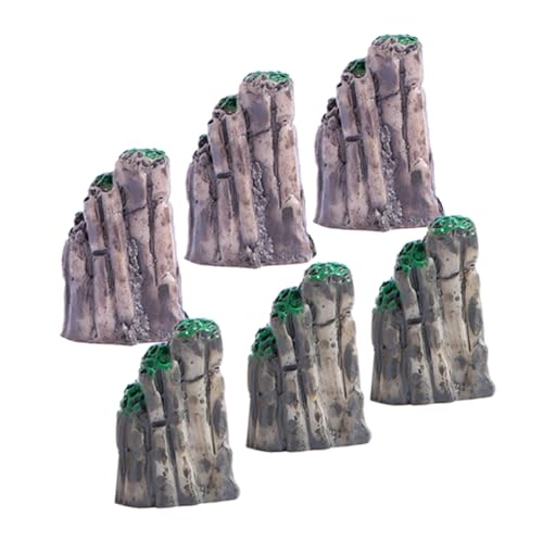 Milisten 6pcs Miniature Rockery Decor Artificial Rockery Figurines for Aquarium and Garden Realistic Micro Landscape Ornaments Safe for Fish and Water Quality