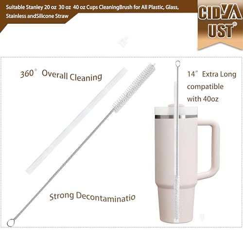 14-inch Straw Cleaner Brush Extra Long，Straw Brush Extra Long with 304 Stainless Steel and Nylon Bristles Straw Brush for Baby Bottles, Glass/Silicone Straws or Hummingbird Feeders.