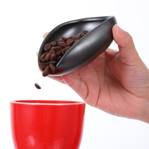 Ceramic Coffee Dosing Cup Tea Storage Tray Bowls Coffee Bean Dosing Vessel Weigh Single Dose Measuring Container for Loose Leaf Tea (Black)