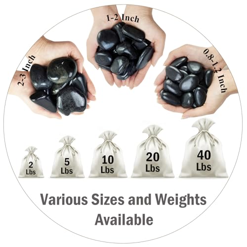FANTIAN 2 lbs Black Pebbles for Indoor Plants, 1-2 Inch Small Bag Black Stones. Decorative River Rocks for Plants, Landscaping, Vase Fillers and Outdoor Garden - size: 1-2 inch, style: 2.0 Pounds