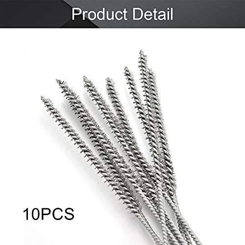 Utoolmart Steel Wire Tube Brush 12" x 1/4" Spiral Long Handle Cleaning Brush for Tube Bottle Pipe Welding Slag Rust Remove Cleaning Tool,10pcs - color: 10pcs, size: 0.6cm