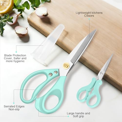 All Purpose Kitchen Scissors, Kitchen Shears Heavy Duty - Dishwasher Safe Food Scissors- Multipurpose Cooking Shears for Meat Poultry Food, Herbs, and Fish, Comfort Grip Handles, Green - color: Green