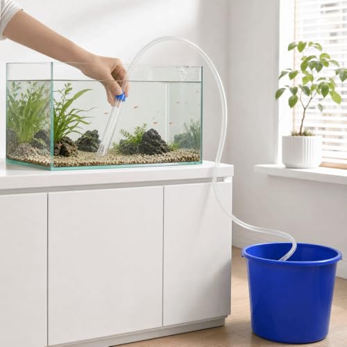 4.92ft Transparent PVC Siphon Tube Aquarium Water Changer Tidyning Manual Gravel Cleaning Water Filter for 30L Small Fish Tank
