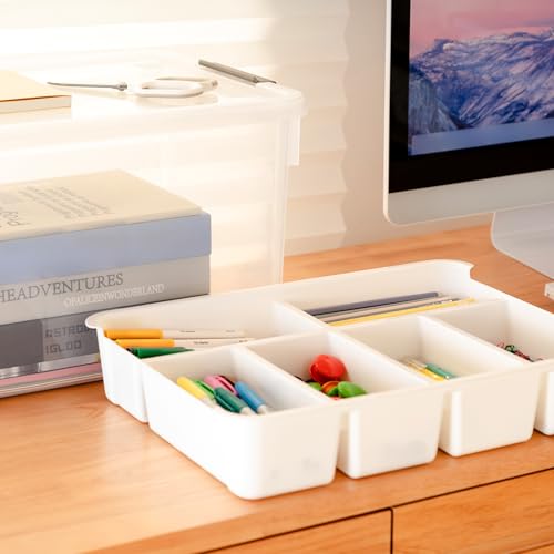 Citylife 32 QT Plastic Storage Bins with Removable Tray Large Stackable Storage Containers for Organizing Craft Storage and Storage Craft, Clothes, Files, Office Supplies, 2 Packs - size: 32 Qt- 2 Pack