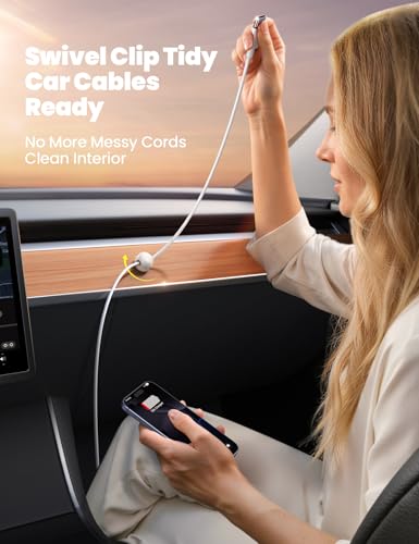 8-Pack JOYROOM Magnetic Cable Clips Organizer [Cord 360° Rotatable] Wire Keeper Holder with Strong Adhesive, Nightstand Desk Cable Management Phone Charger Holder for Car Wall Home Office Accessories
